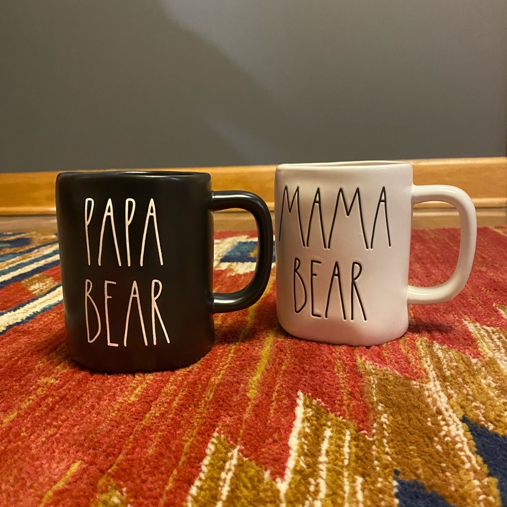 Rae Dunn mugs. Mama Bear and Papa Bear. In new condition. No chips.